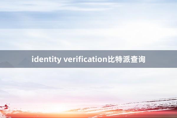 identity verification比特派查询