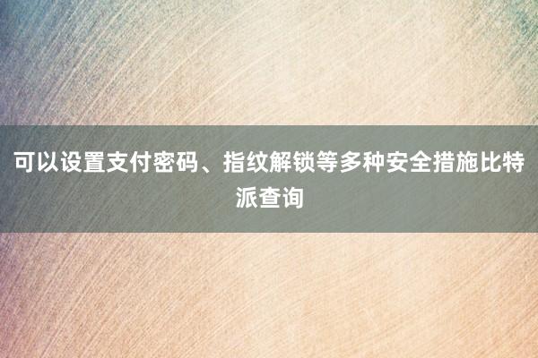 可以设置支付密码、指纹解锁等多种安全措施比特派查询