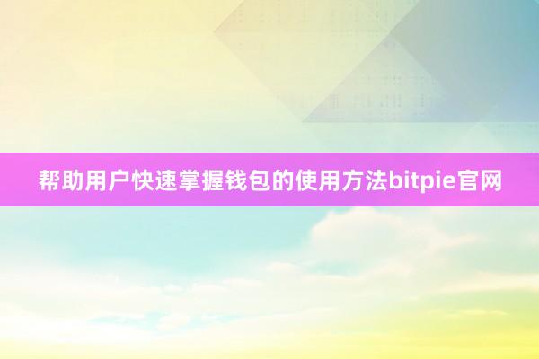 帮助用户快速掌握钱包的使用方法bitpie官网