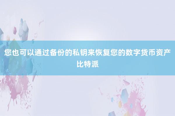 您也可以通过备份的私钥来恢复您的数字货币资产比特派