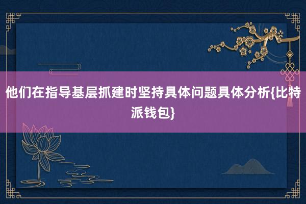 他们在指导基层抓建时坚持具体问题具体分析{比特派钱包}