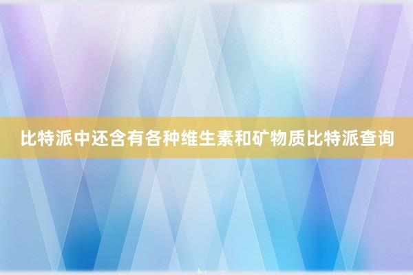 比特派中还含有各种维生素和矿物质比特派查询