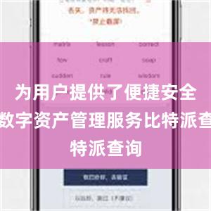 为用户提供了便捷安全的数字资产管理服务比特派查询